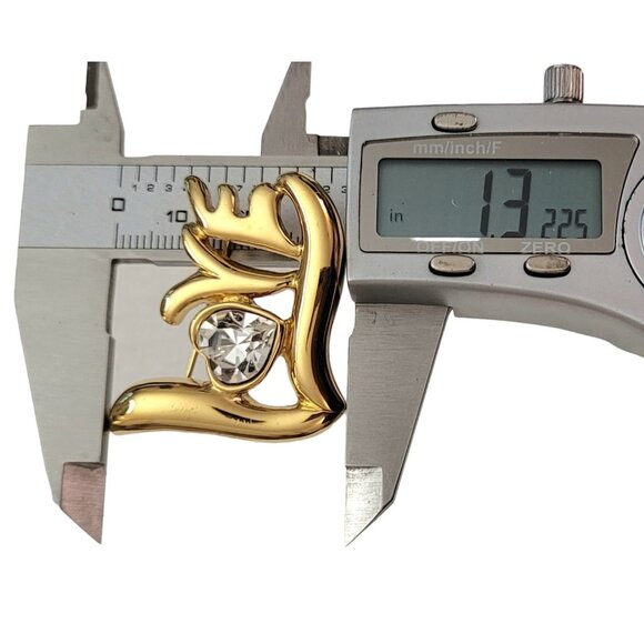 Monet Vintage Gold Tone Heart Rhinestone LOVE Brooch Pin, Signed L32 - Picture 8 of 10